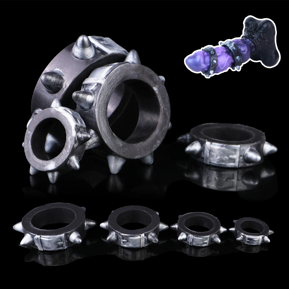 Couple Ring Set - YOCY Männliche Penisringe Set Nietenförmiger Hodenring