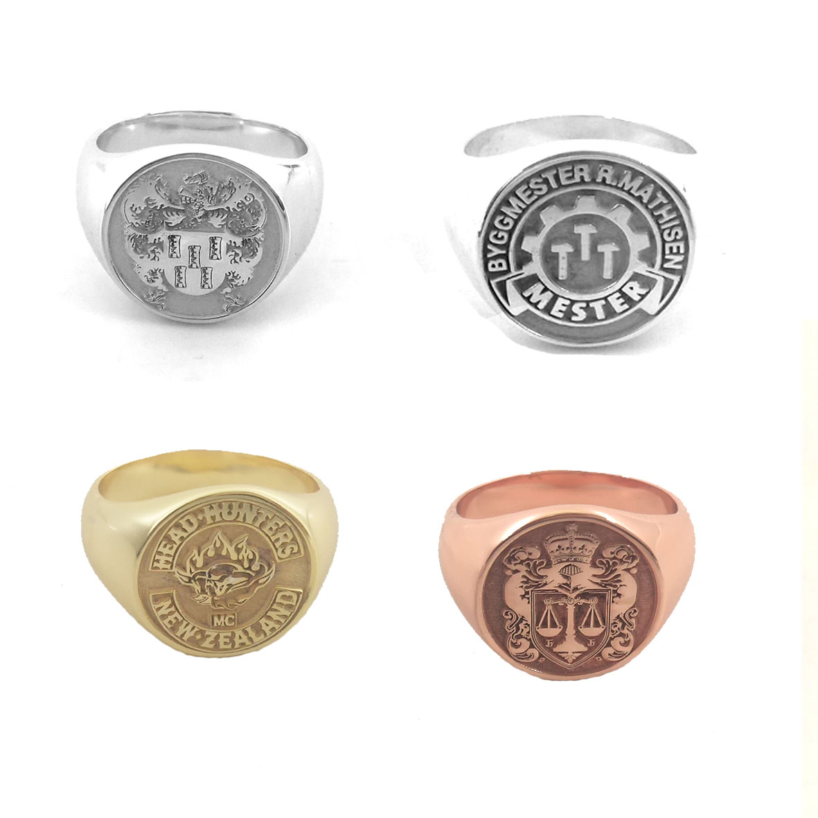 Mens Signet Ring - Benutzerdefinierte gravierte 17mm runde Top Ring
