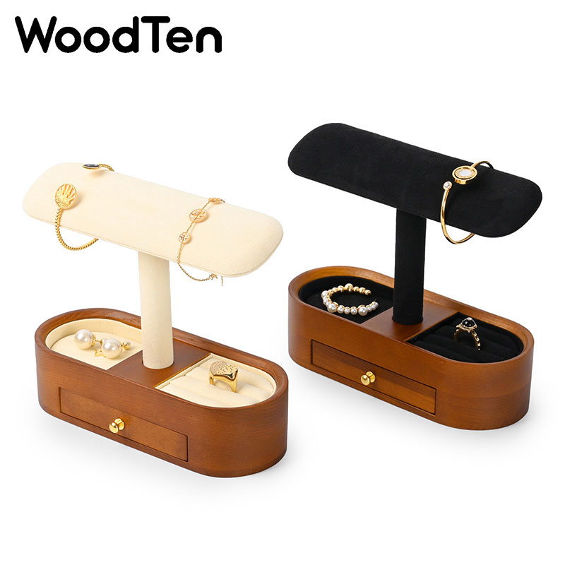 Watches Jewelry Holder - WoodTen Uhrenständer mit Schublade, Hölzerner Uhrenaufbewahrungsorganizer,