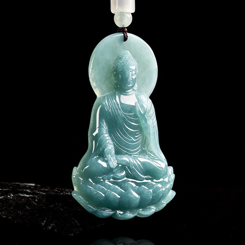 Jewelry & Watches Ltd - Natürliche burmesische Jadeit-Buddha-Anhänger-Halskette, modischer Schmuck aus