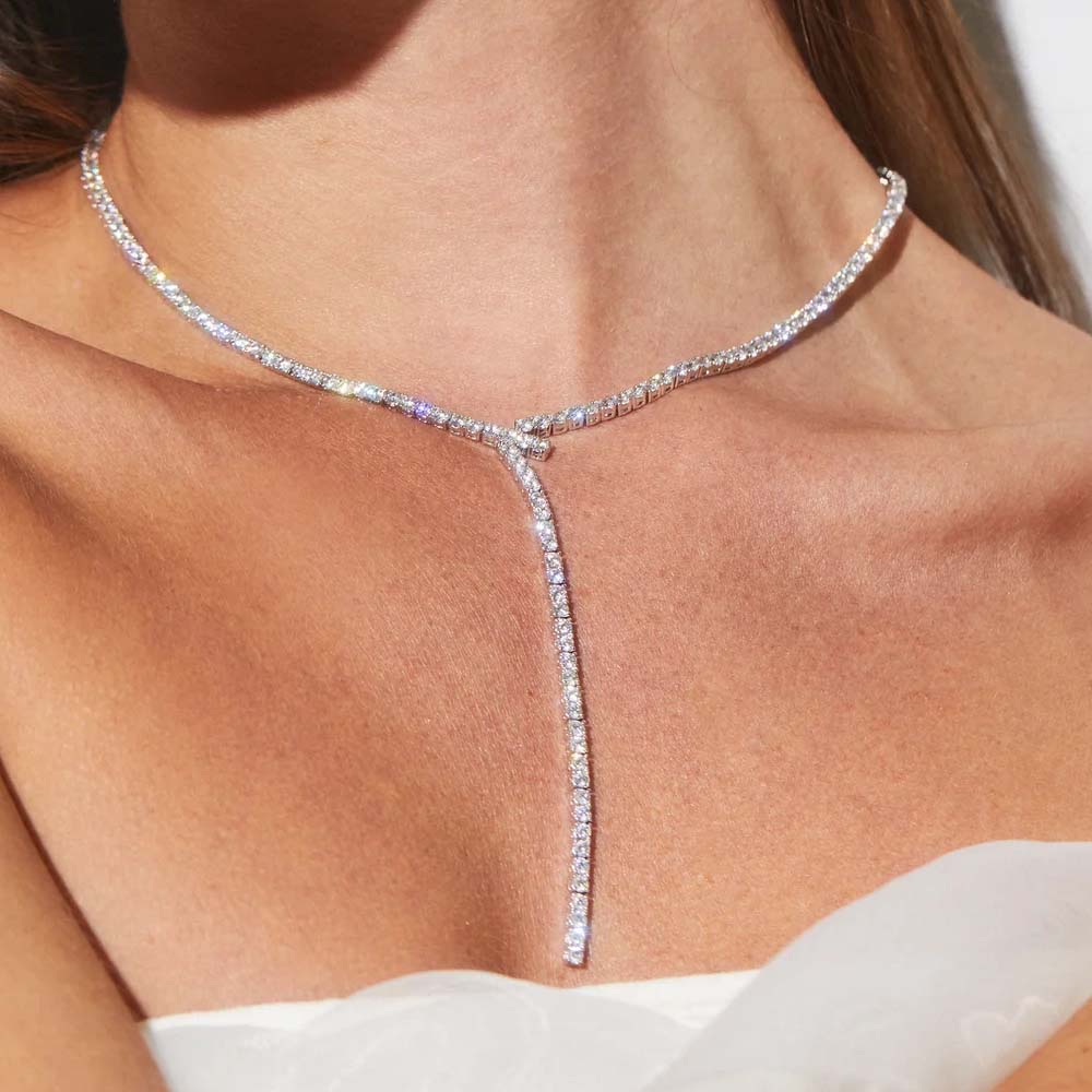 Crystal Choker Necklace - Stonenfans Lange Y-förmige Lariat-Gliederkette, Halskette, Schlüsselbein,