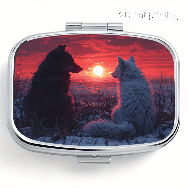 Wolf Jewelry & Watches Tampa - Einzelverpackte, flache Pillendose mit Wolfsmuster -