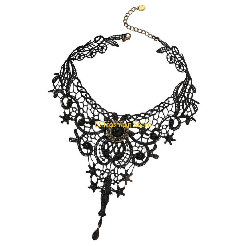 Crystal Choker Necklace - Y5GC Spitzen-Choker-Halskette, Gothic-Spitzen-Choker-Halskette, Vampir-Anhänger-Halskette für Frauen,