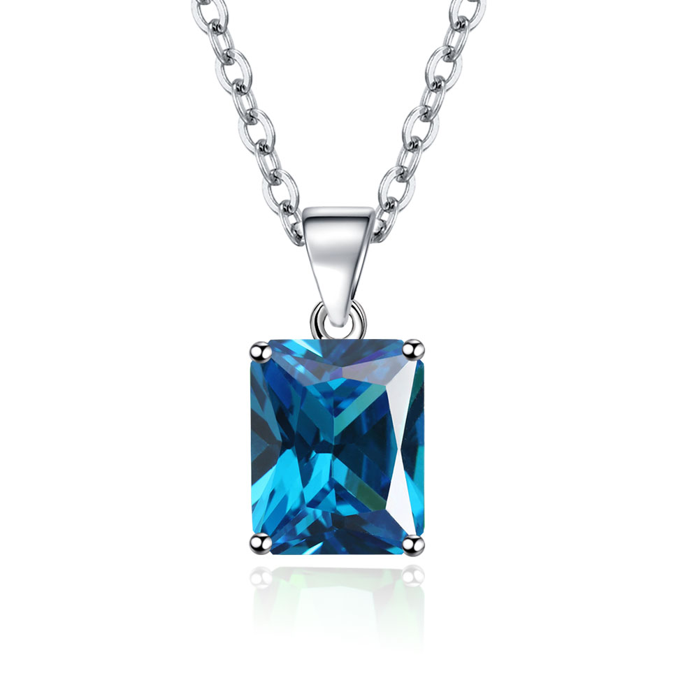 Crystal Choker Necklace - Smaragdschliff Blauer Topas Künstlicher Blauer Saphir