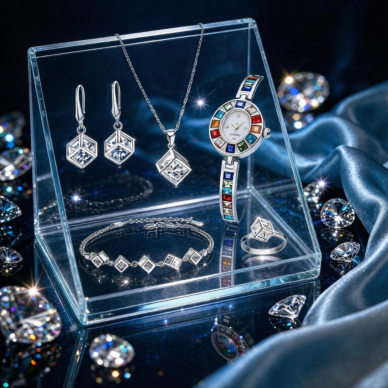Best Jewelry Watches For Women - Luxuriöses 925 Sterling Silber Geometrie Kristall