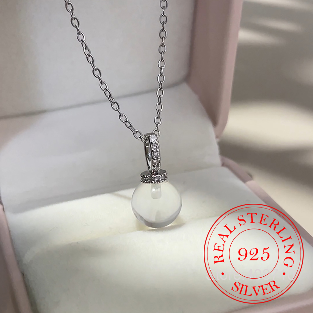 Crystal Choker Necklace - Halskette mit Anhänger aus 925er-Sterlingsilber, schlicht,