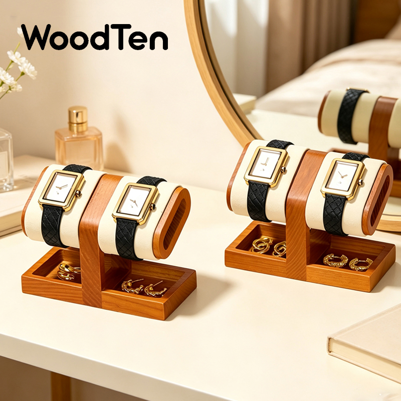 Watches Jewelry Holder - WoodTen Uhrenständer aus Holz, Uhrenaufbewahrungsständer, Ring-