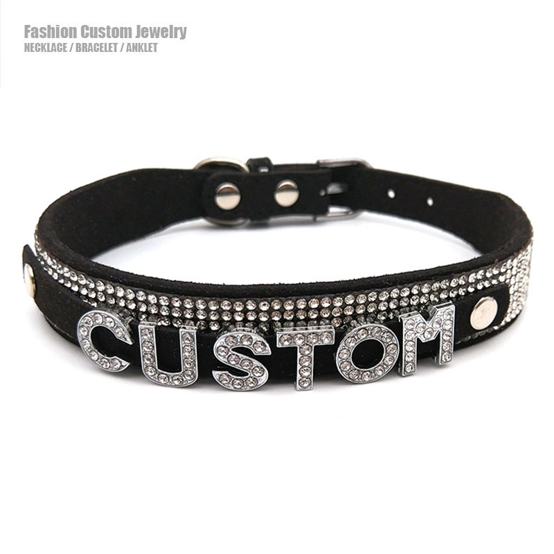 Crystal Choker Necklace - Glänzende Strass Buchstaben Benutzerdefinierte Kragen Halsband