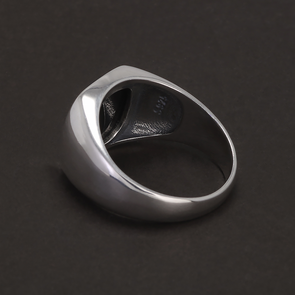 S925 Sterling Silber Schwarz O – Mens Signet Ring Bewertung und Preis