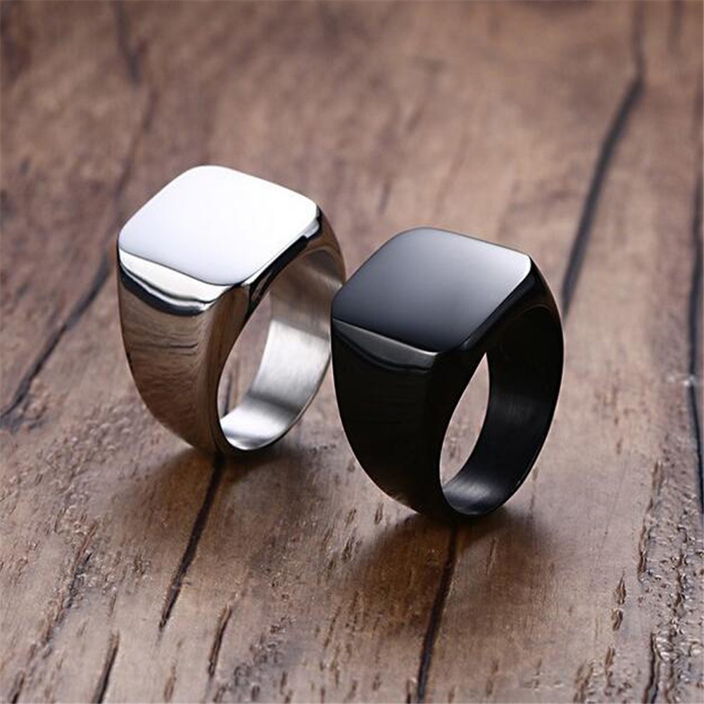 Mode Männer Schwarz Glatte Ede – Mens Signet Ring Bewertung und Preis